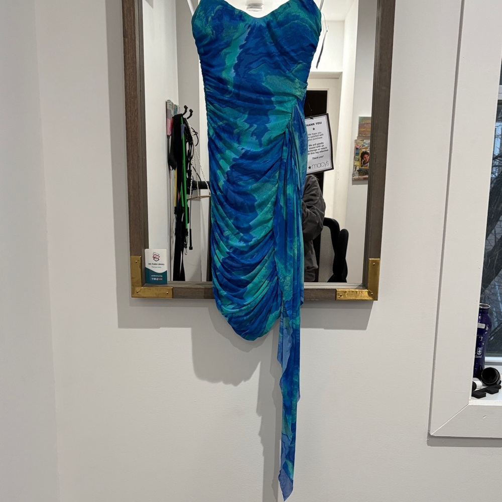 BCX Strapless Cocktail Dress in Blue and Green